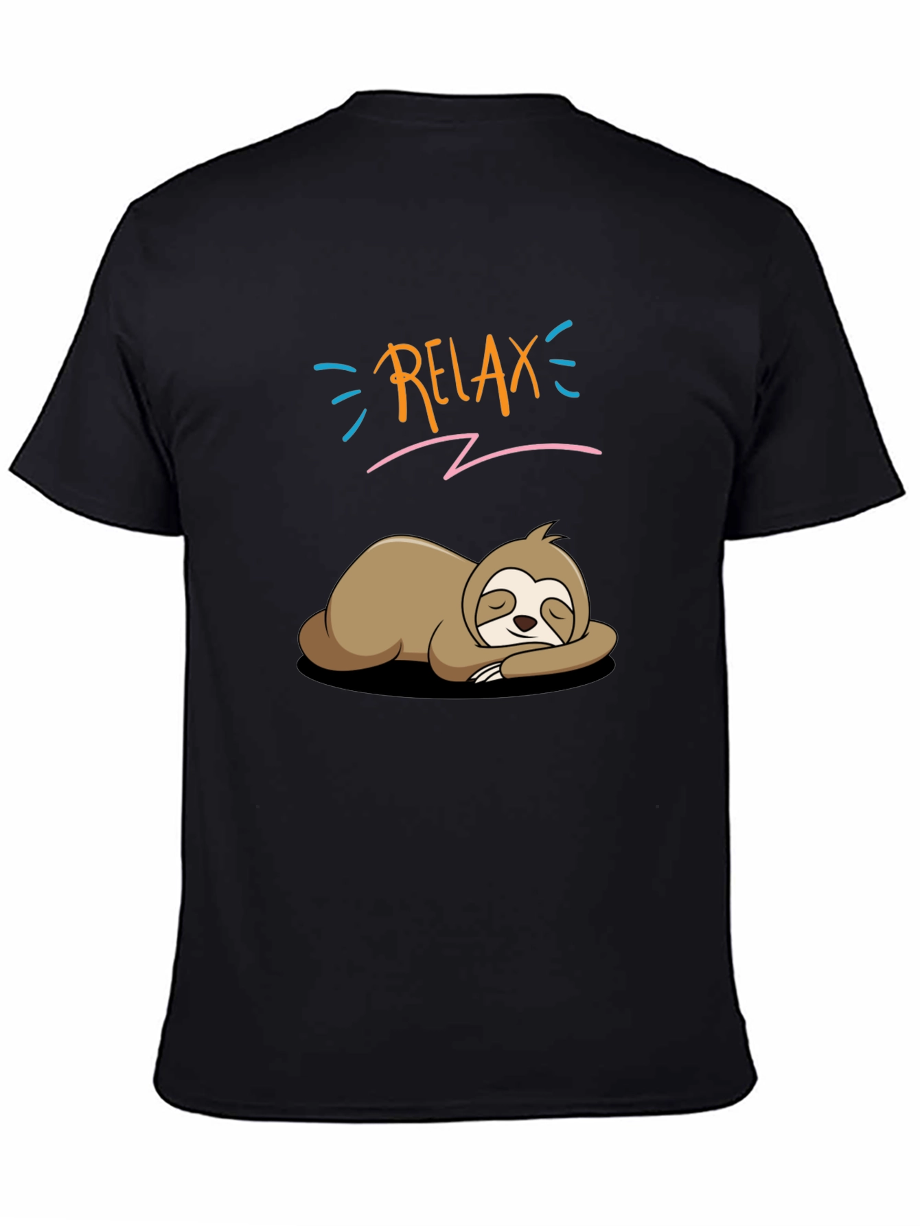 Black Relax Sloth T-Shirt - Funny Lazy Animal Tee view 4