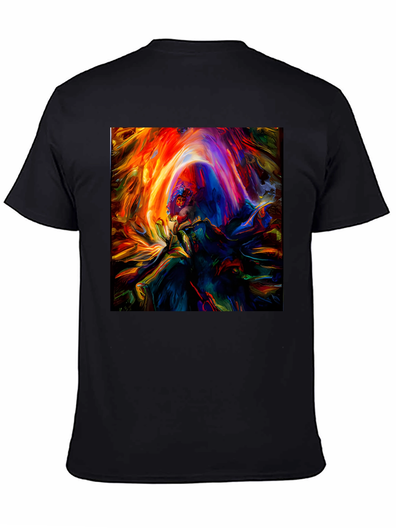 Black Vibrant Abstract Art Graphic Print Black T-Shirt view 4