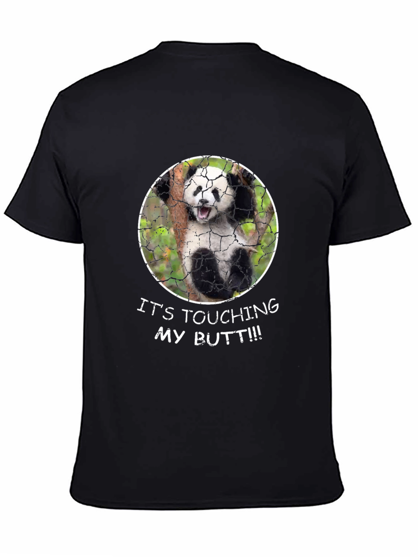 Black Panda 'Touching My Butt' Graphic Tee - Novelty Humor Shirt view 4