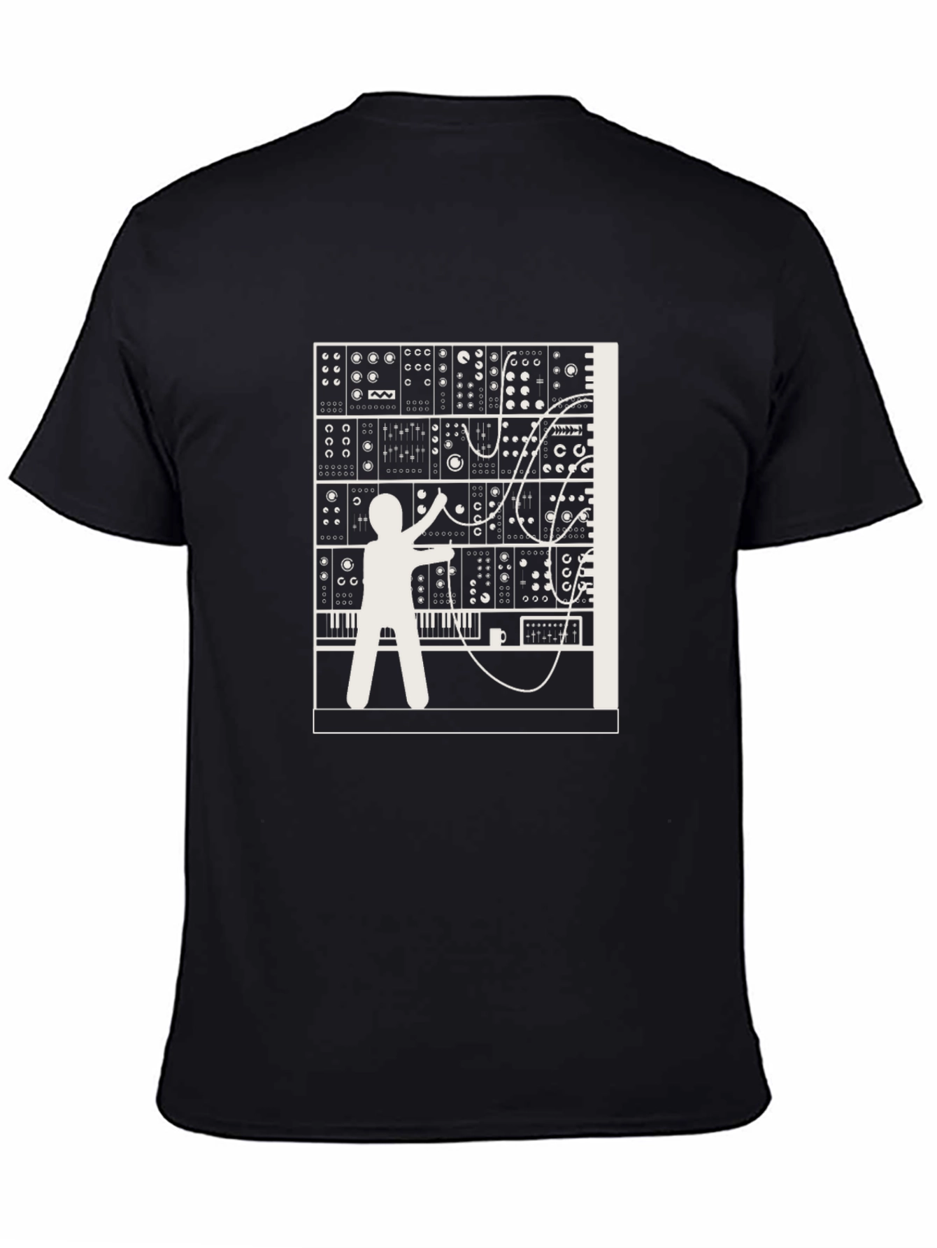 Black Modular Synthesizer Graphic Tee - Black view 4