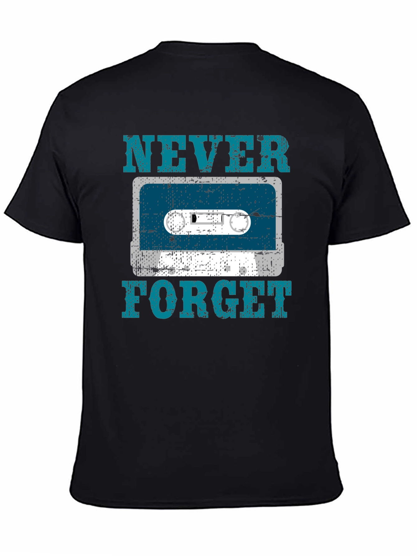 Black Retro Cassette Tape Graphic T-Shirt - Never Forget view 4