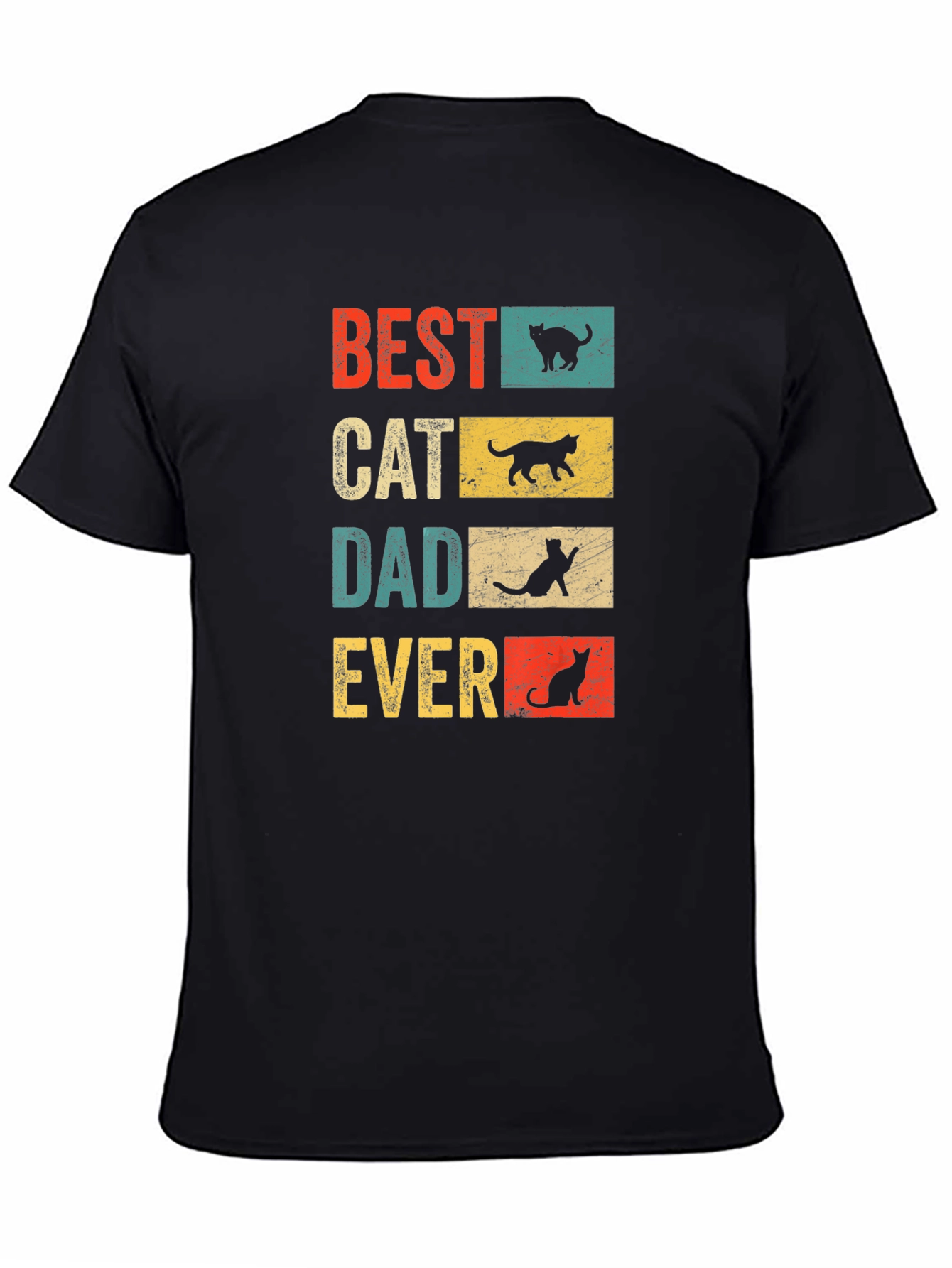Black Best Cat Dad Ever T-Shirt - Vintage Design view 4