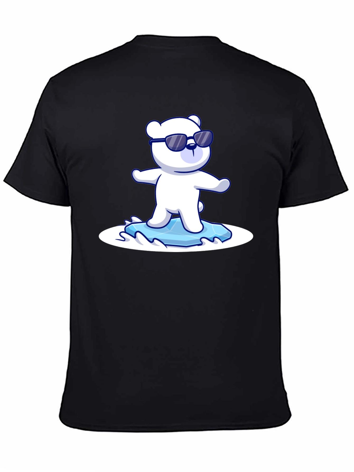 Black Cool Polar Bear Graphic Tee - Black Cotton T-Shirt view 4