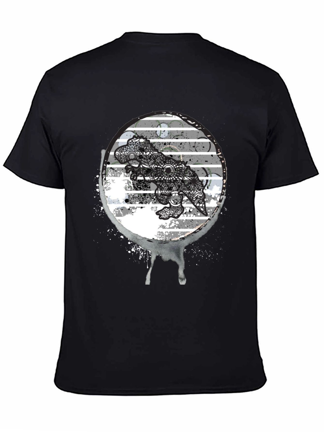 Black Dino Mandala Graphic Tee - Black T-Shirt view 4