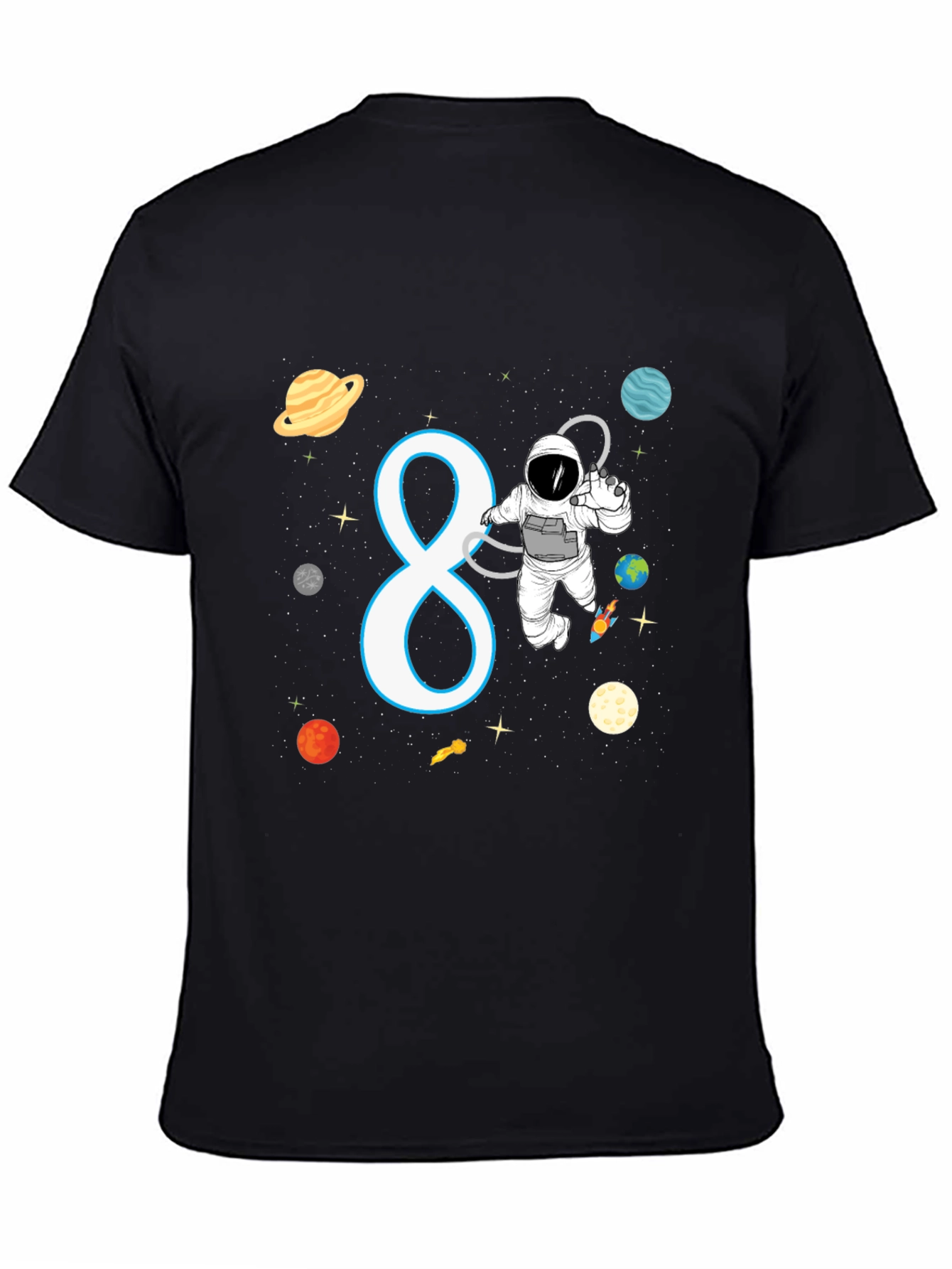 Black Astronaut 8th Birthday Kids T-Shirt view 4