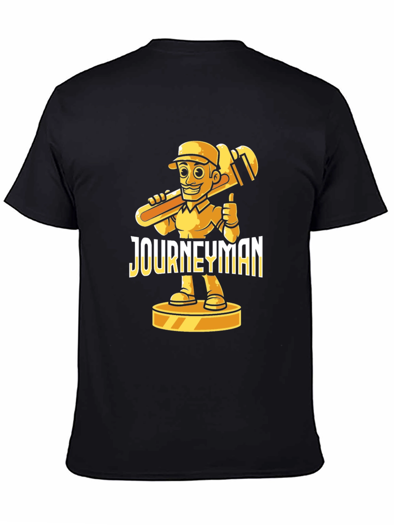 Black Journeyman Cartoon Plumber Black T-Shirt view 4