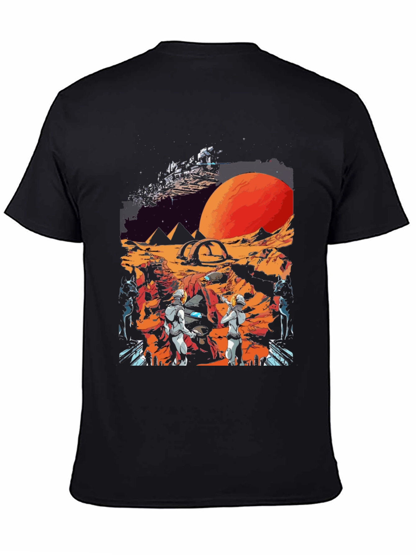 Black Sci-Fi Planet Graphic T-Shirt view 4