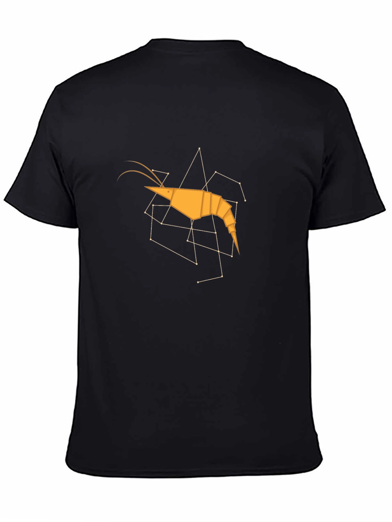 Black Geometric Shrimp Graphic Tee - Modern Art Shirt view 4