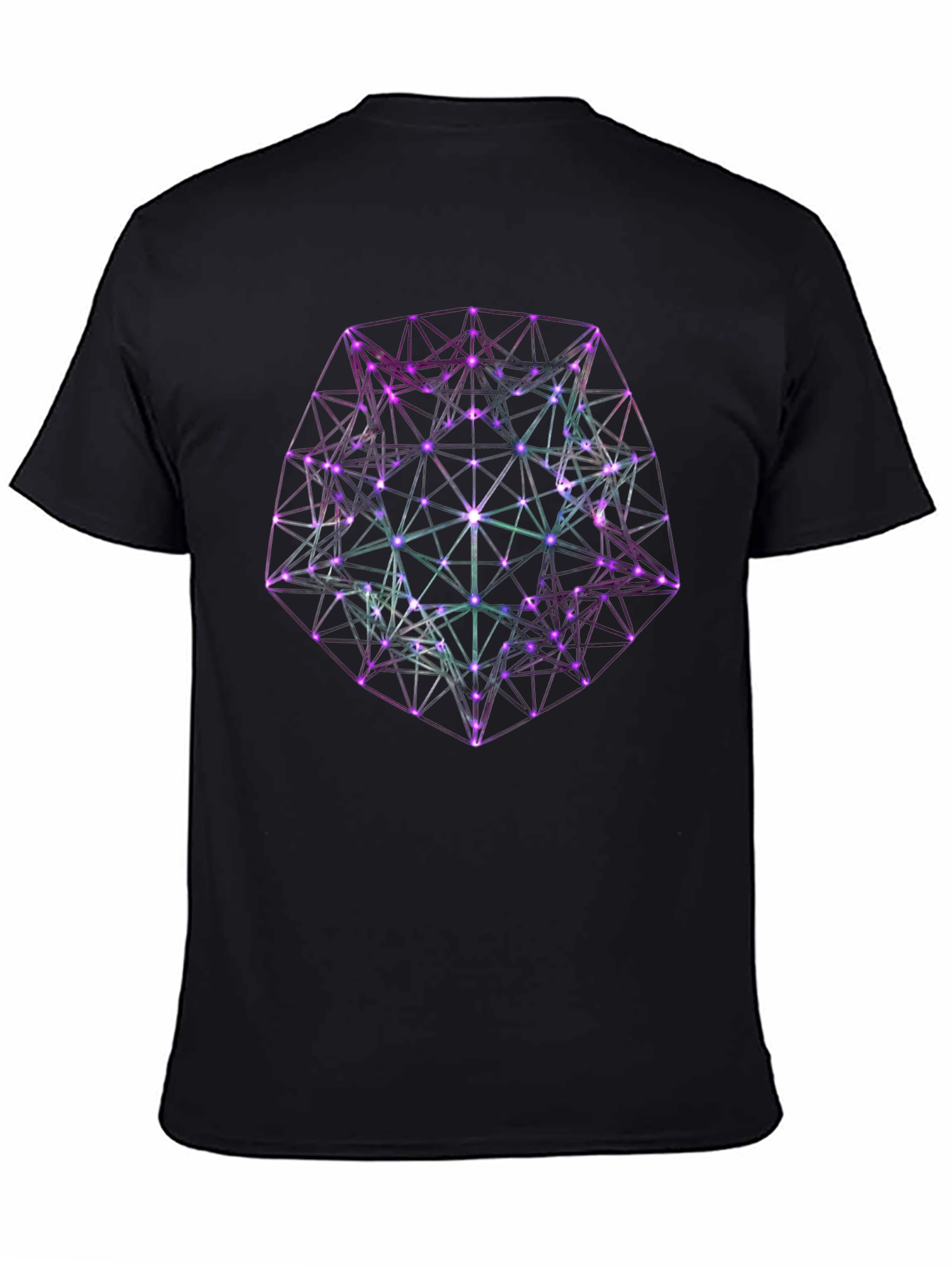 Black Geometric Neon Graphic Black T-Shirt view 4
