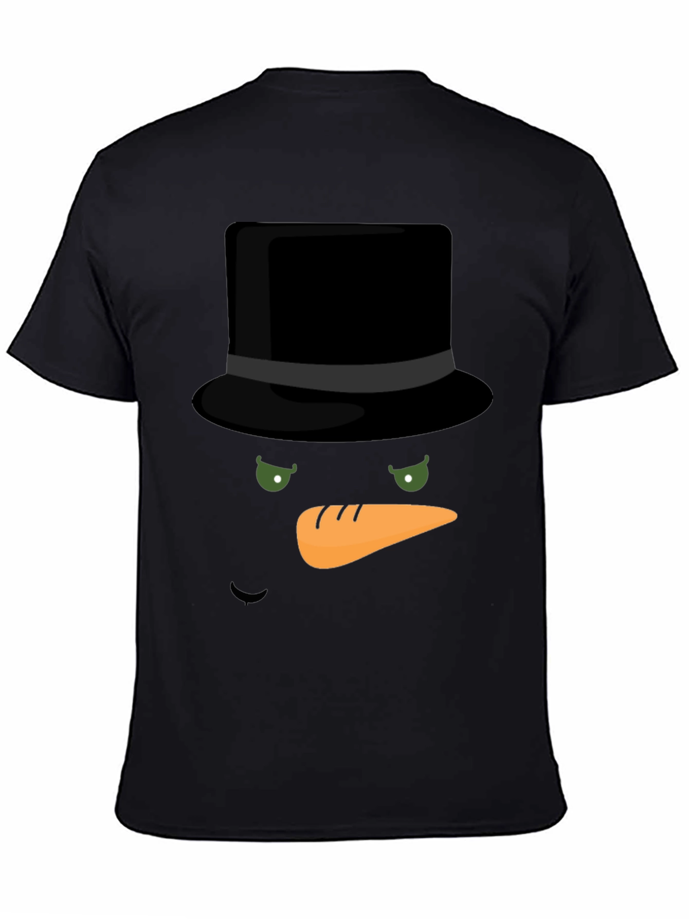 Black Snowman Face T-Shirt - Holiday Festive Apparel view 4