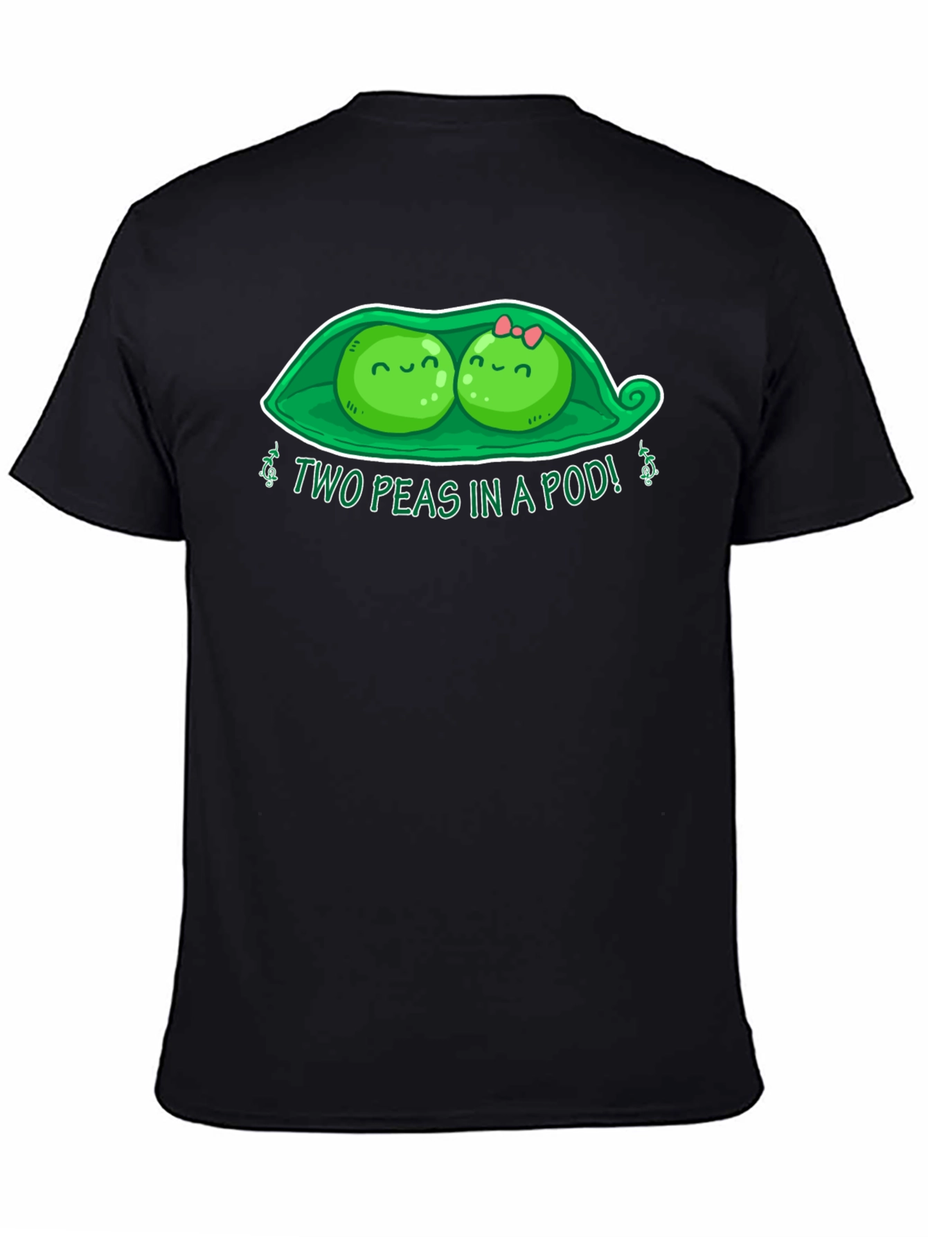 Black Two Peas in a Pod T-Shirt - Cute Graphic Tee view 4