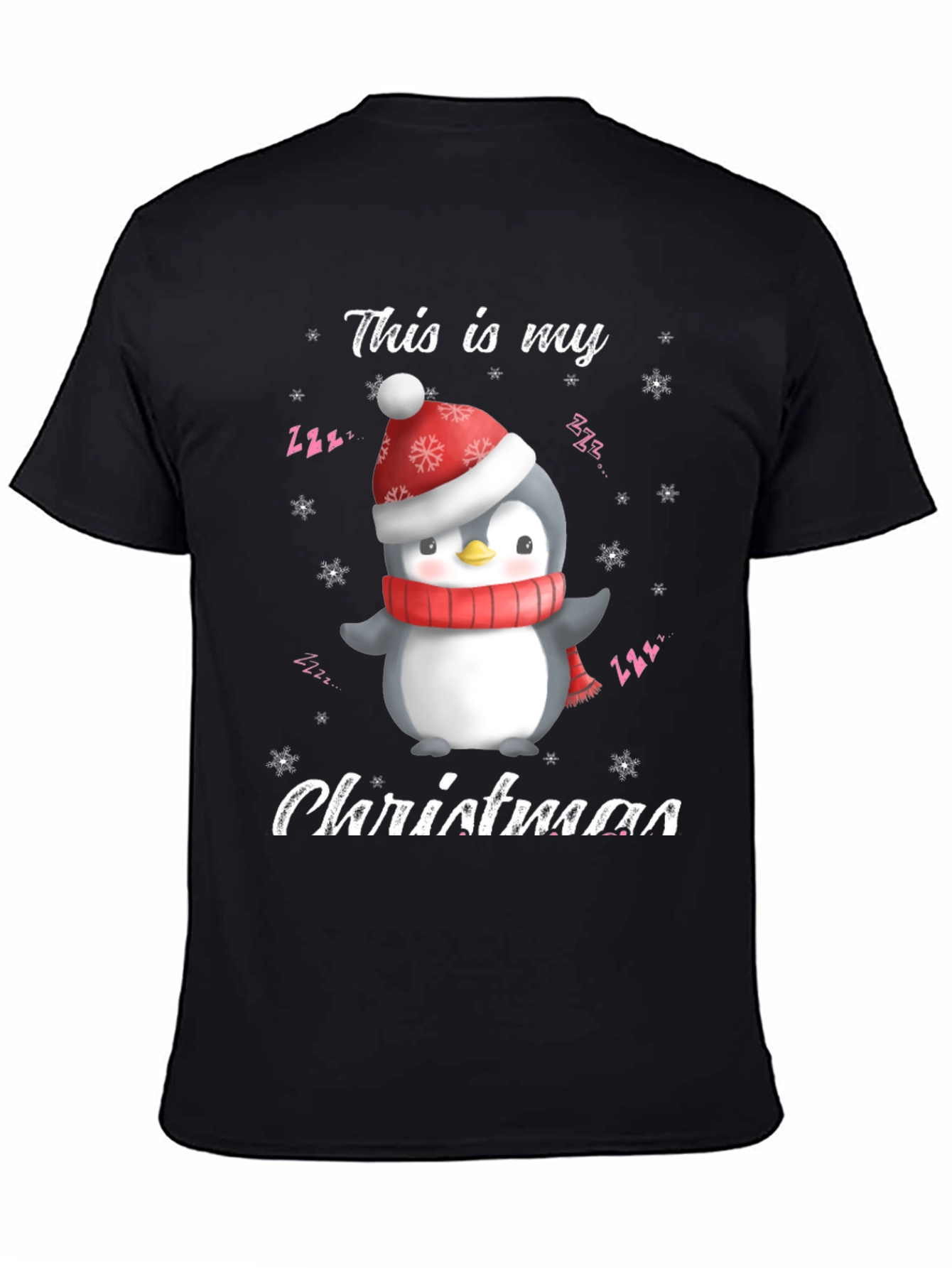 Black Christmas Penguin T-Shirt view 4