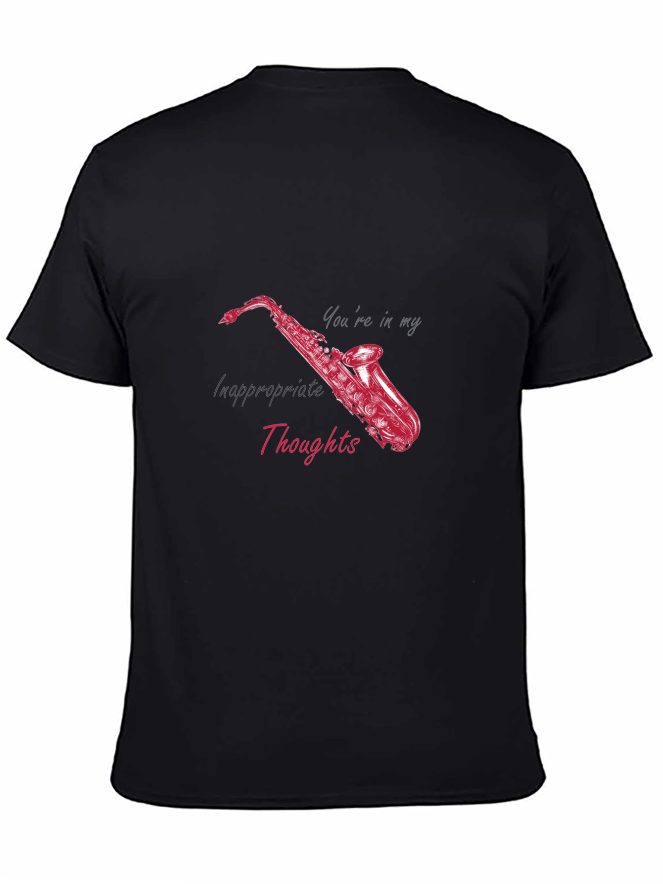 Black Inappropriate Thoughts Saxophone Graphic Tee view 4