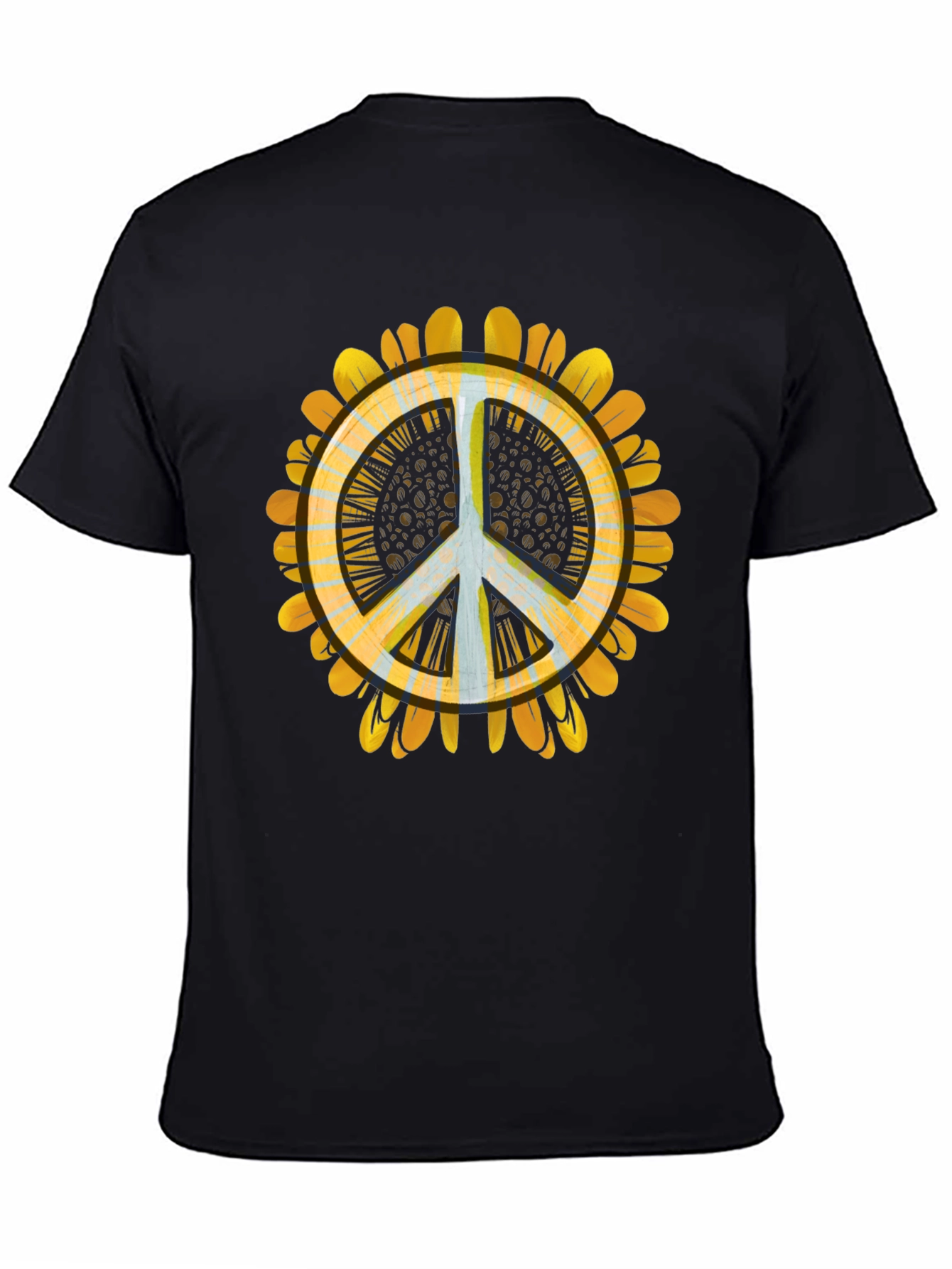Black Peace Sunflower Graphic Tee - Relaxed Fit view 4