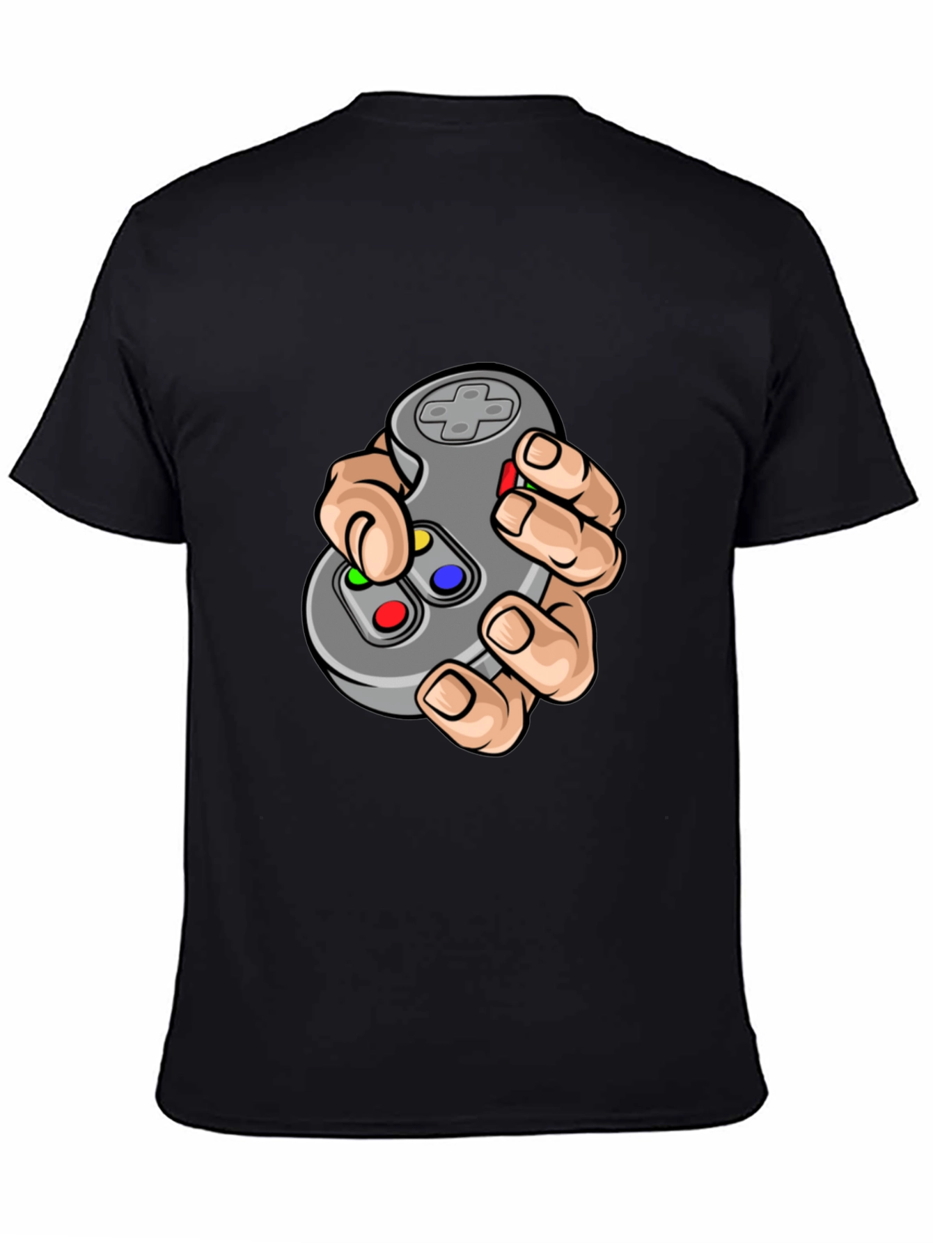 Black Gamer T-Shirt - Cartoon Controller Graphic Tee view 4