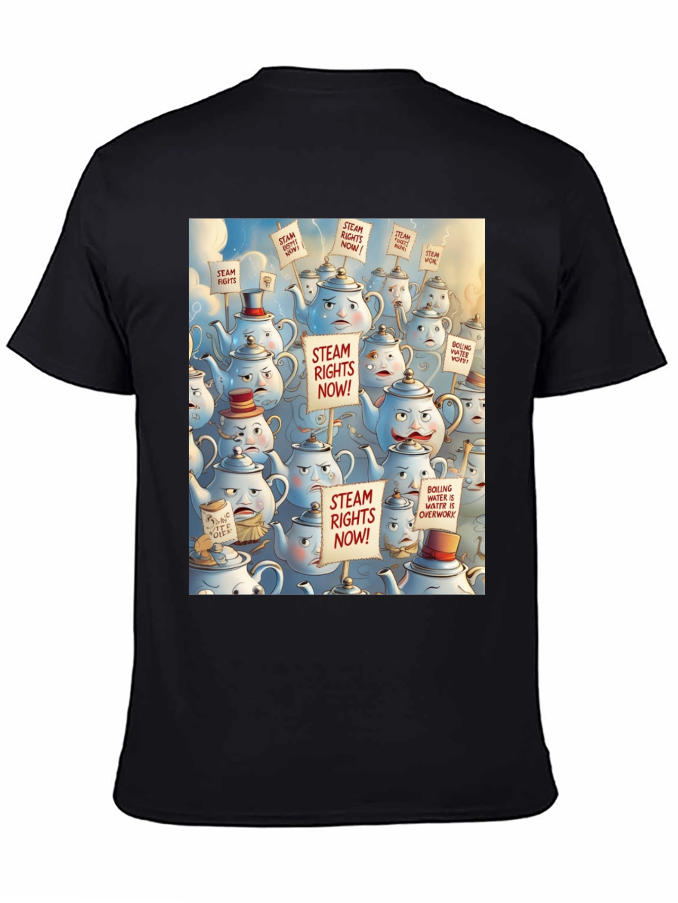 Black Steam Rights Teapot Protest T-Shirt - Unique Graphic Tee view 4