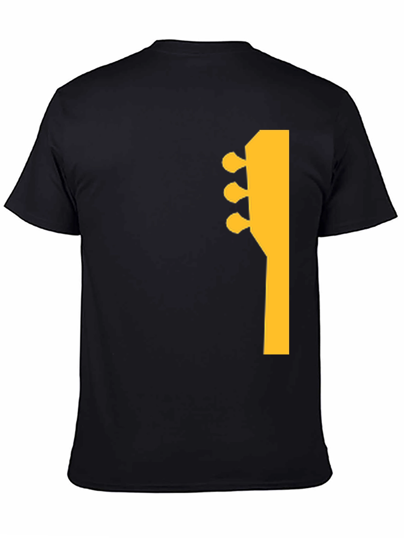Black Guitar Headstock Graphic Tee - Black Cotton Casual Shirt view 4