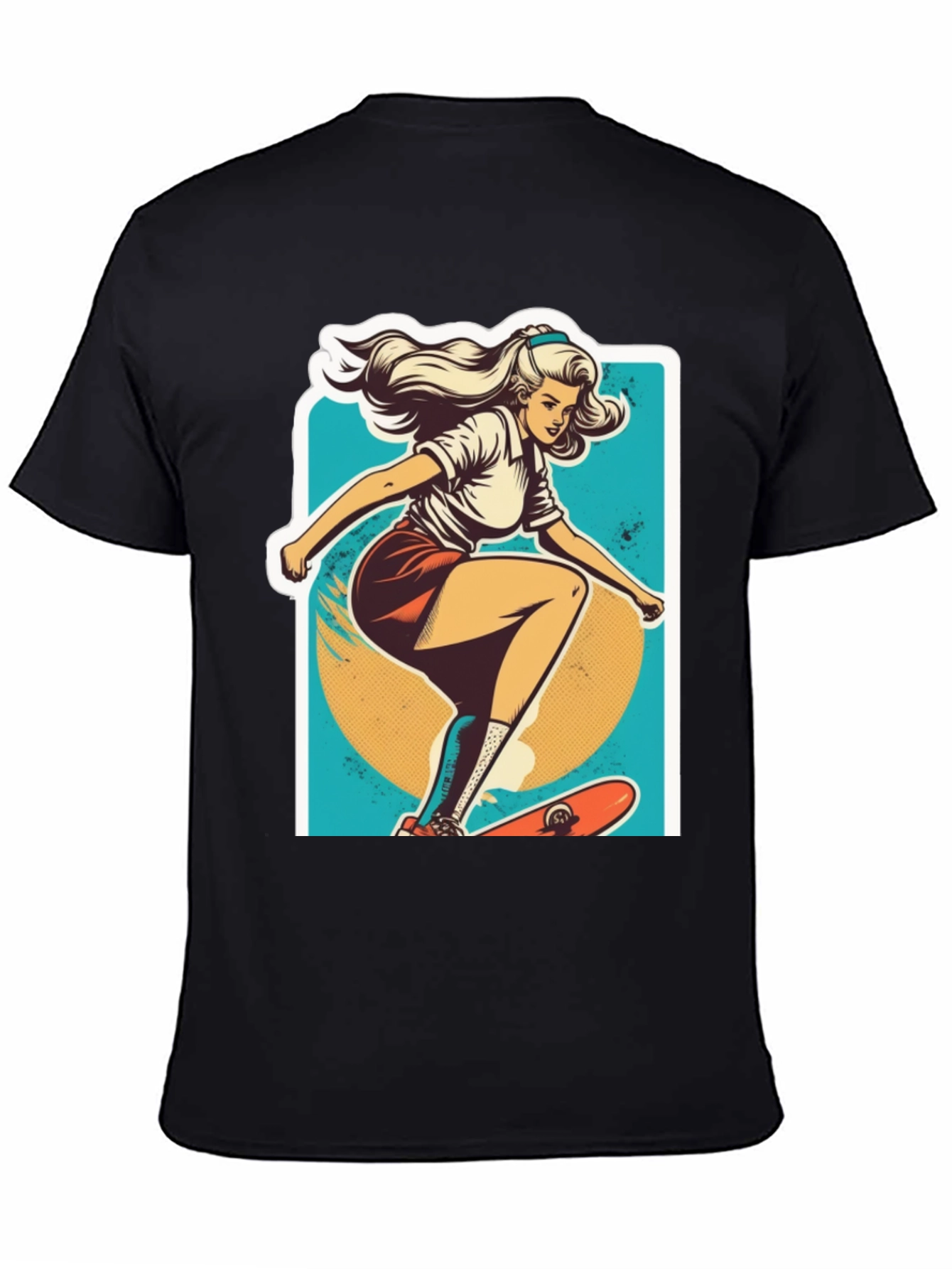 Black Skater Girl Graphic Tee - Cool Retro Style view 4