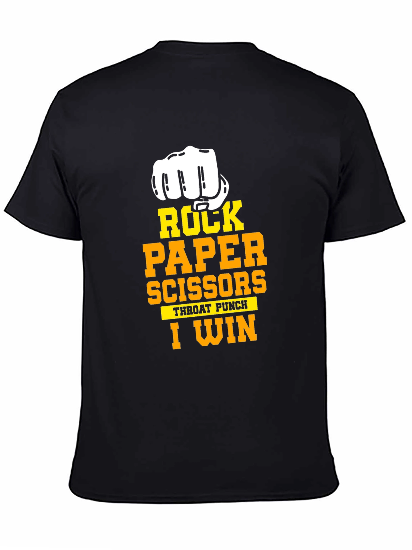 Black Rock Paper Scissors I Win Black T-Shirt view 4