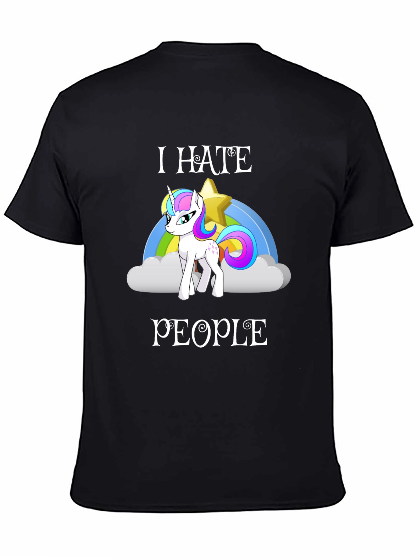 Black I Hate People Unicorn T-Shirt view 4