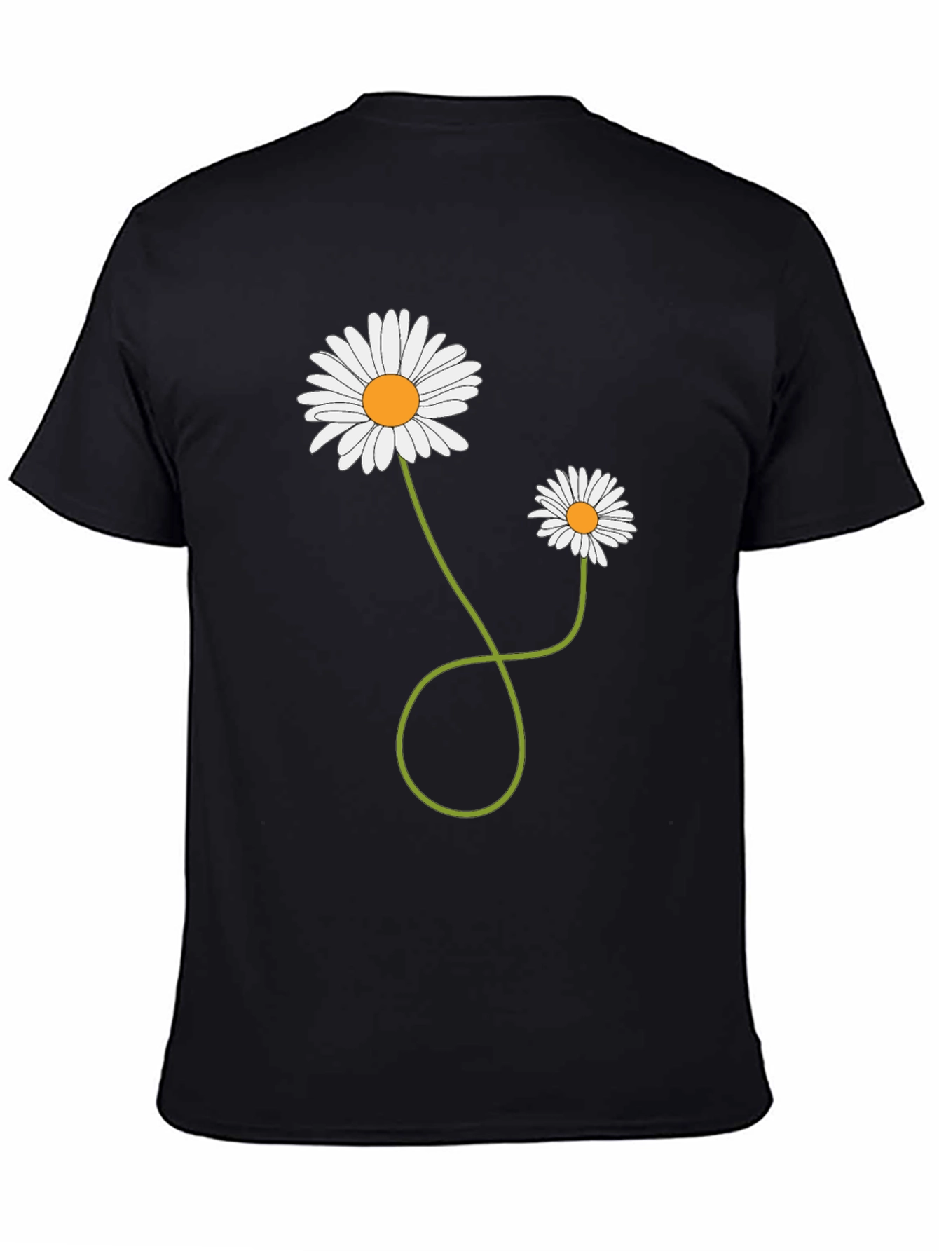 Black Daisy Flower Graphic T-Shirt - Men's Casual Tee view 4