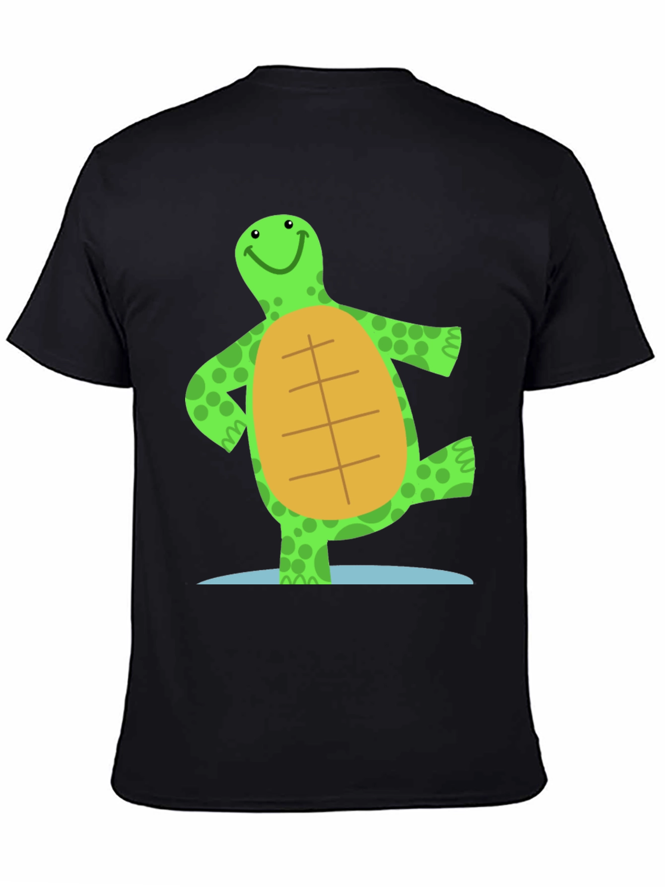 Black Cheerful Turtle Graphic Tee - Black Cotton Blend view 4