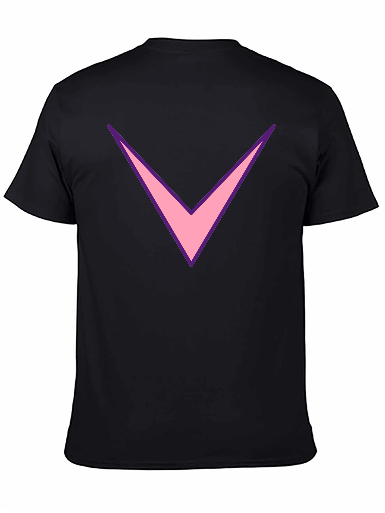 Black Men's Black T-Shirt with Pink Chevron Design view 4