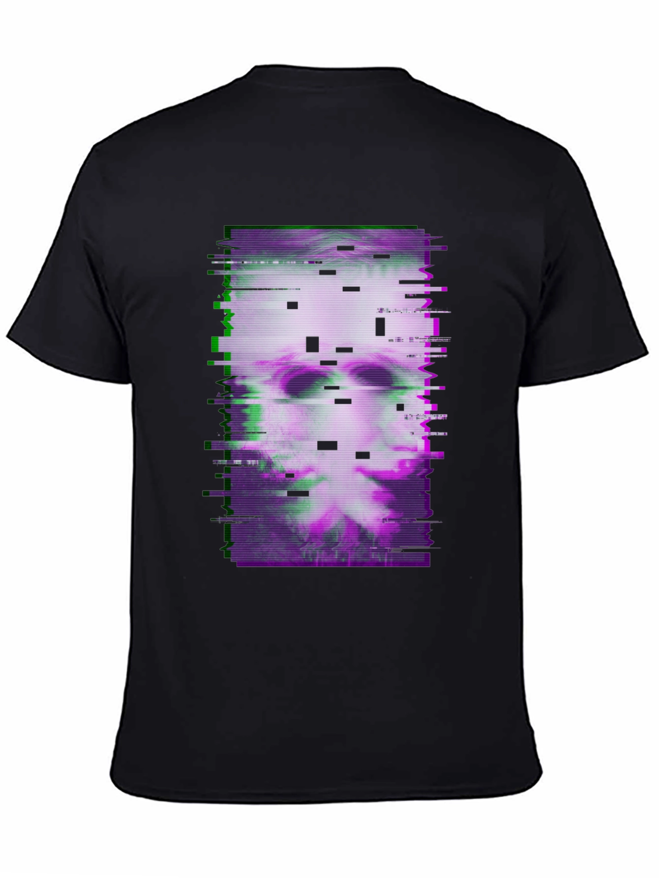 Black Glitch Art Graphic Tee - Dark Aesthetic T-Shirt view 4