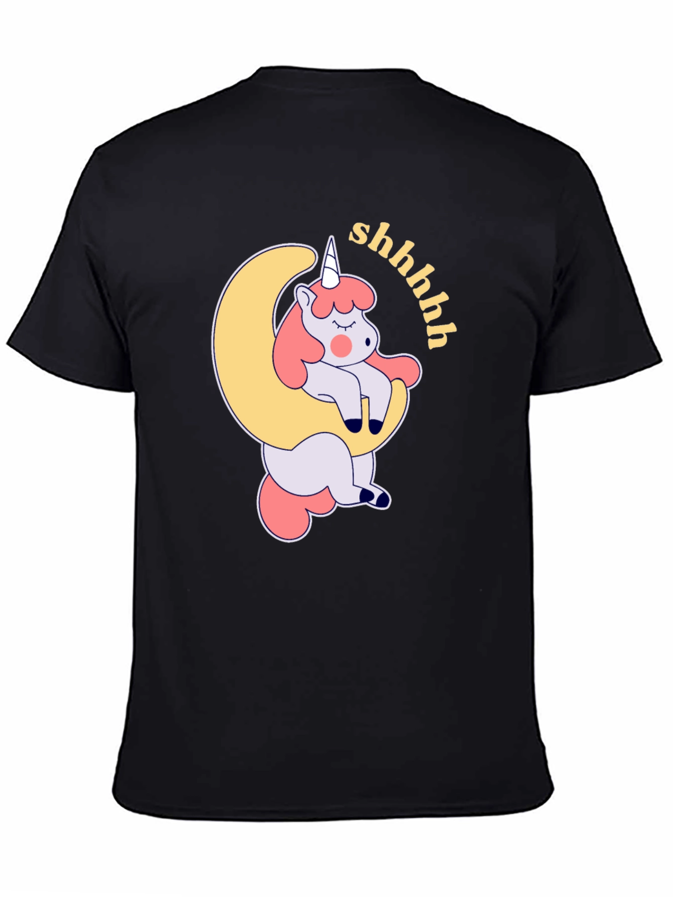 Black Sleepy Unicorn Moon Graphic T-Shirt view 4