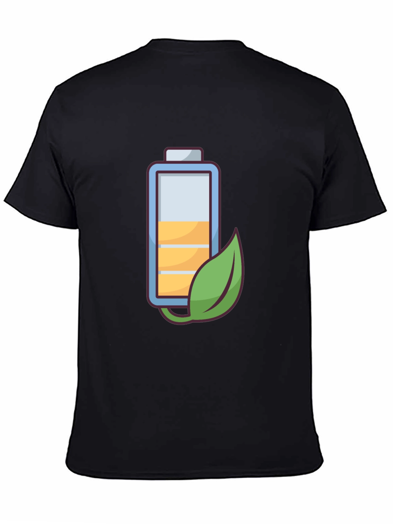Black Eco-Friendly Battery Graphic Tee - Black Cotton Blend view 4