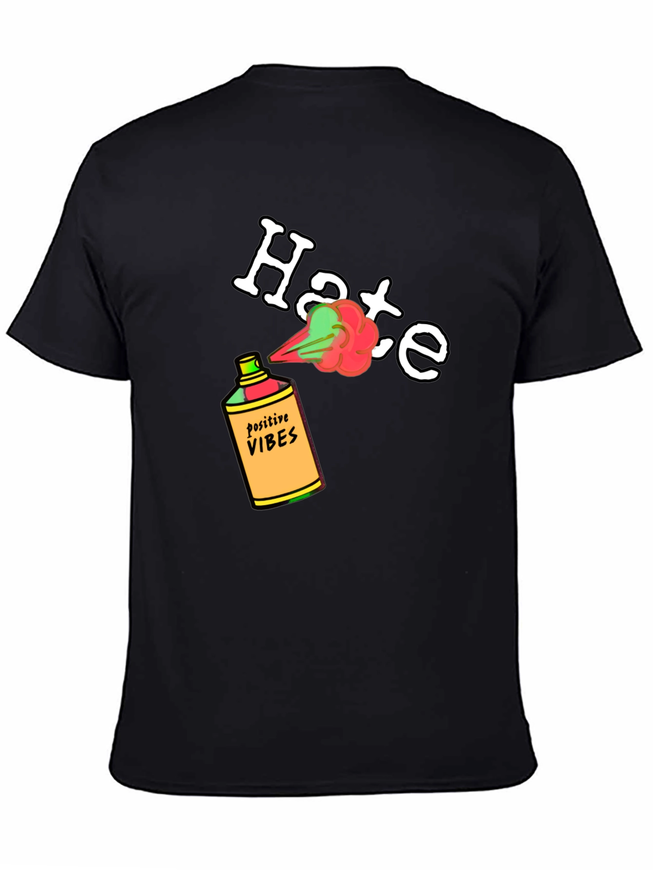 Black Positive Vibes Spray Hate Away T-Shirt view 4