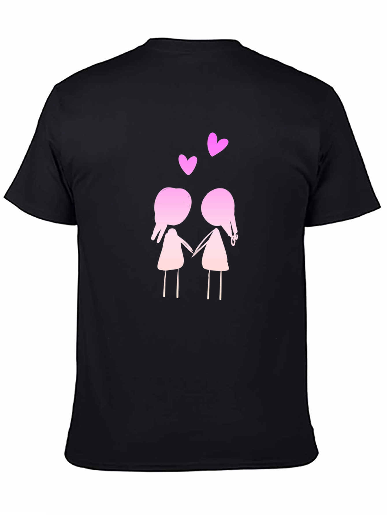 Black Cute Cartoon Couple T-Shirt view 4