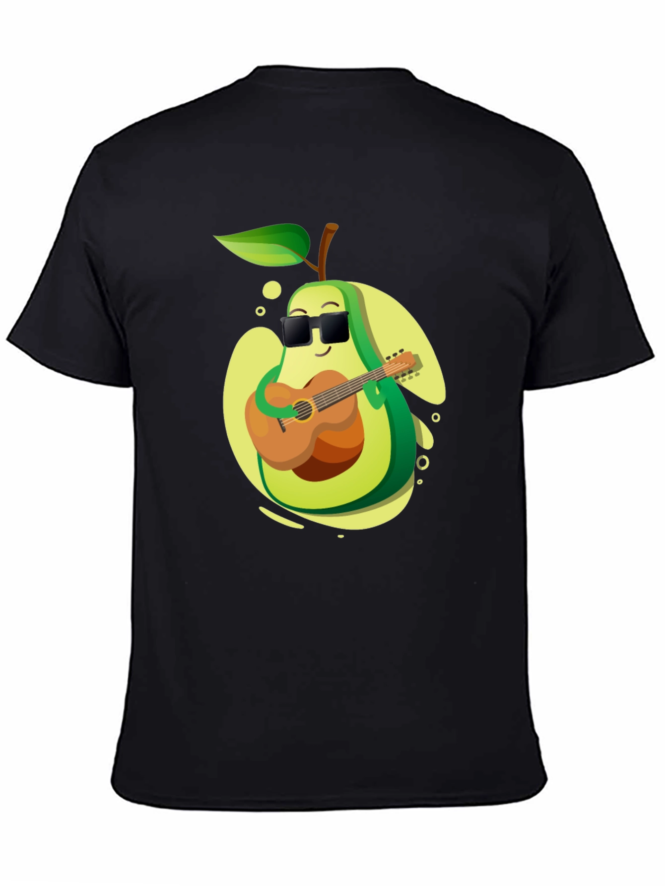 Black Avocado Guitarist Graphic T-Shirt - Cool Music Lover Tee view 4