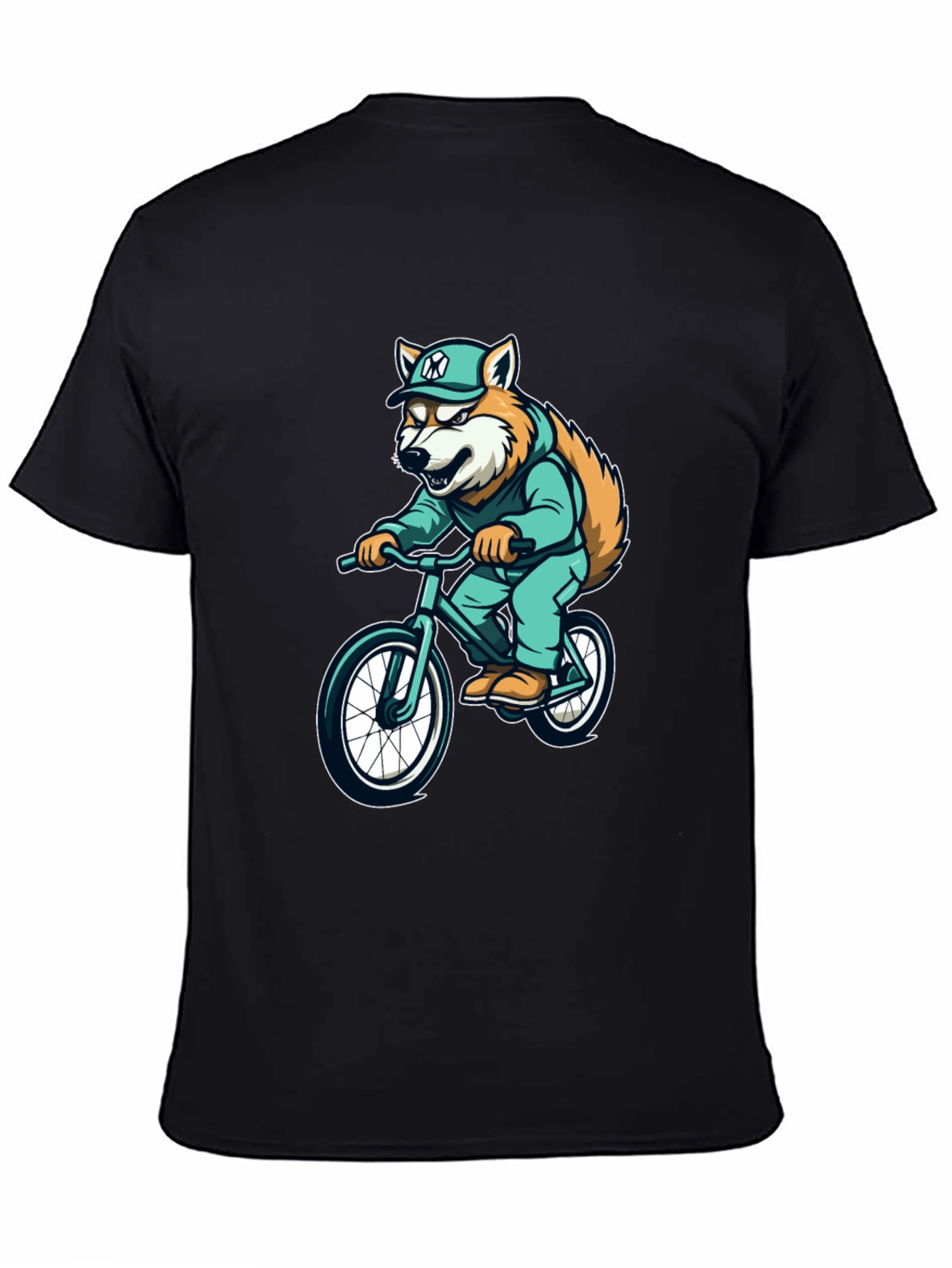 Black Cool Fox Biker Graphic Tee - Trendy Style view 4