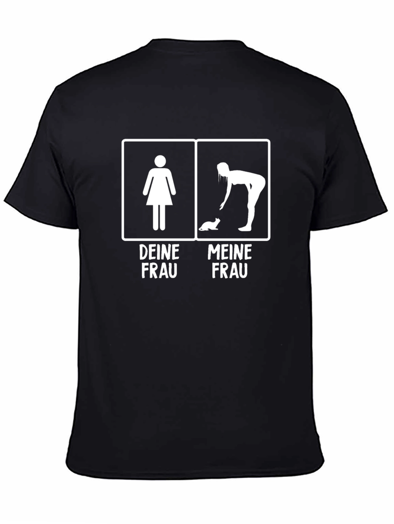 Black Funny T-Shirt: Meine Frau vs. Deine Frau Graphic Tee view 4