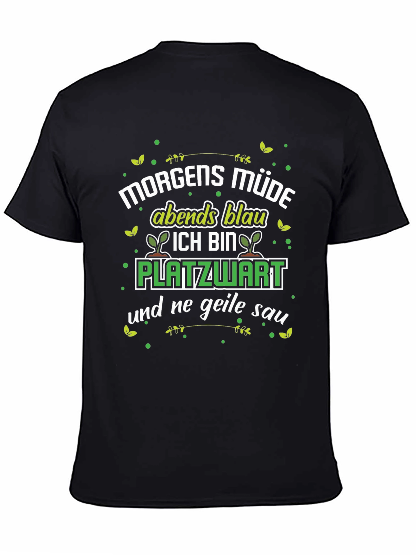 Black Morgens Müde Platzwart Funny T-Shirt view 4