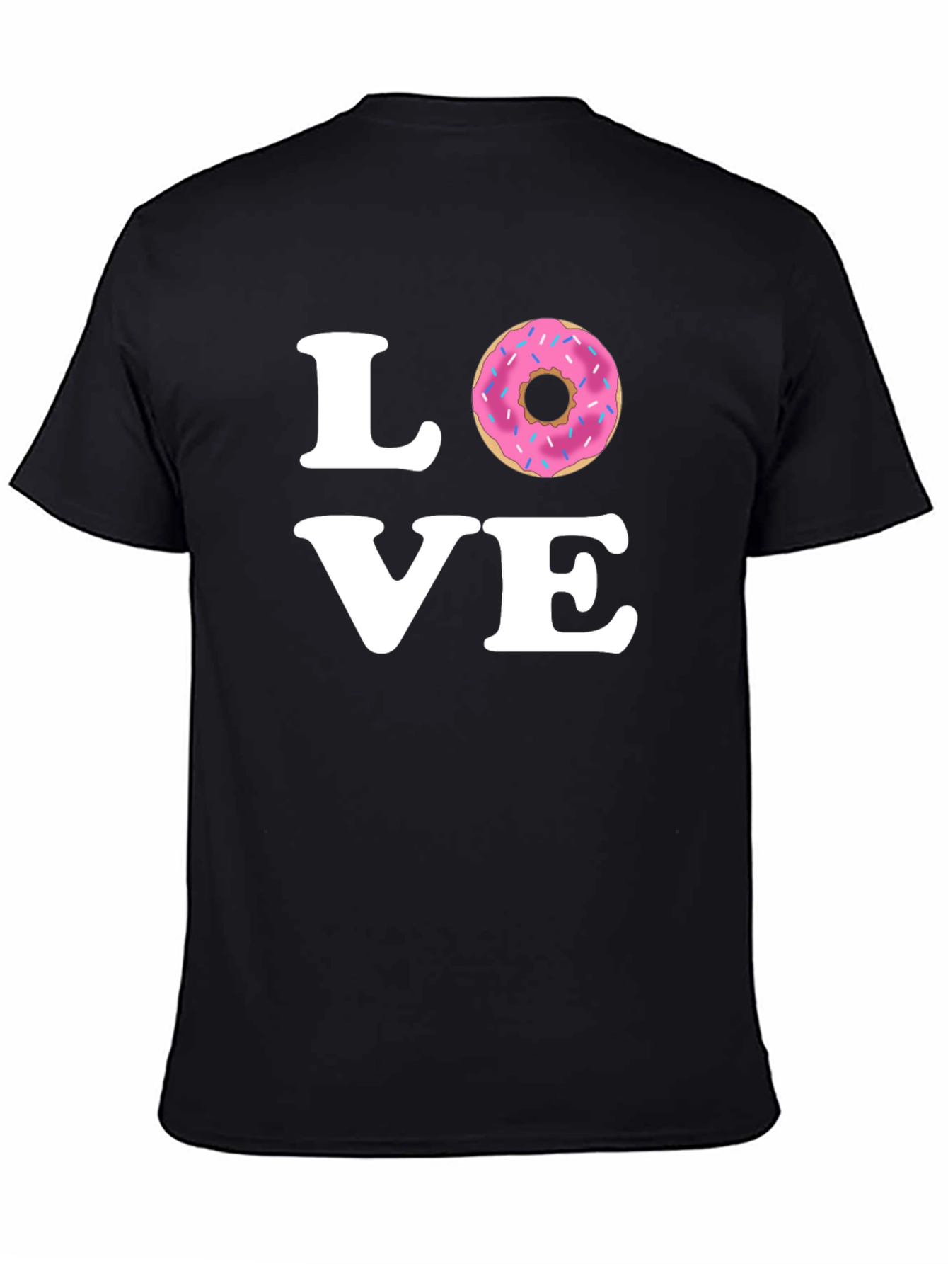 Black Love Donut Graphic Tee - Black Cotton T-Shirt view 4