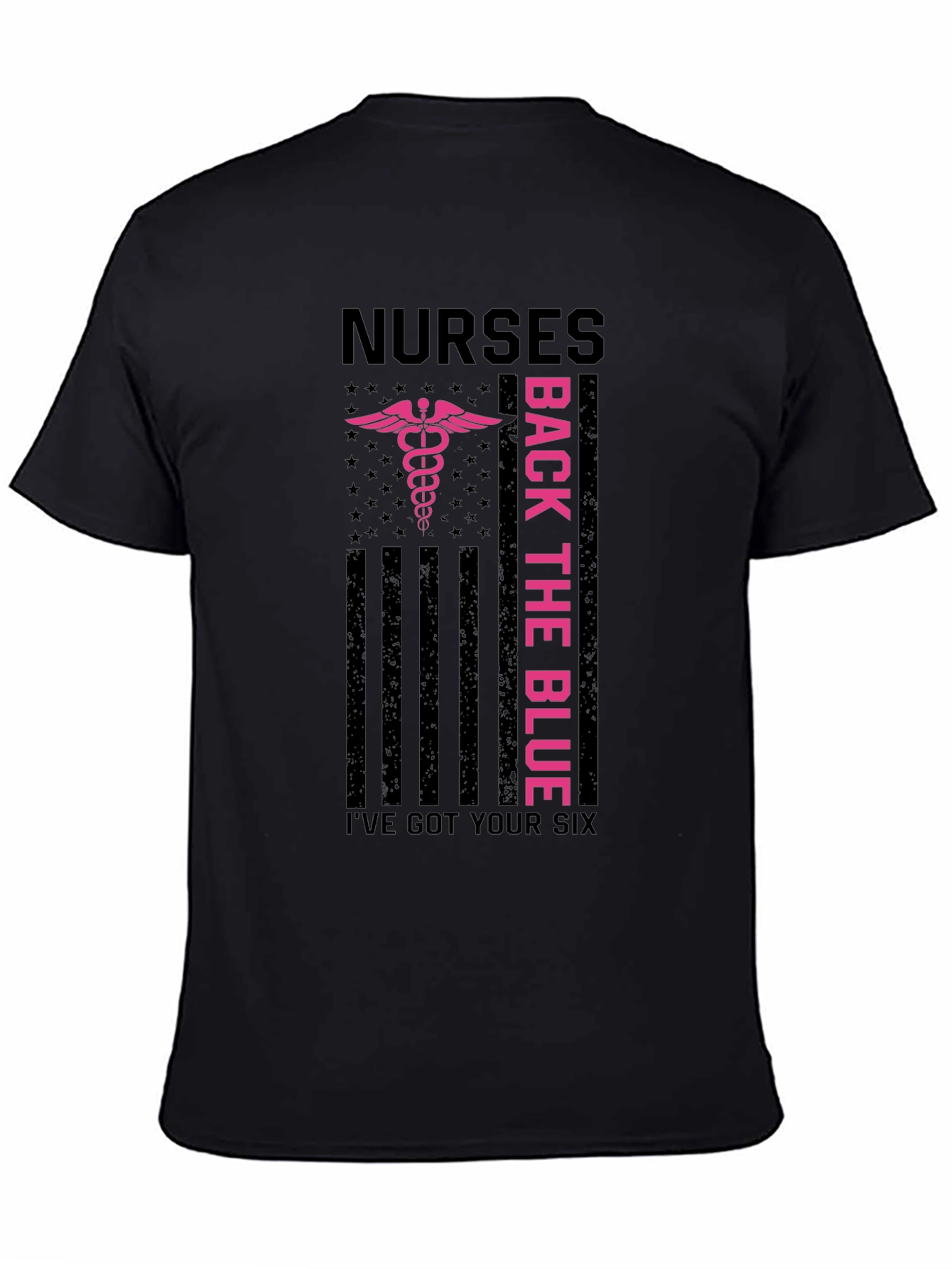 Black Nurses Back the Blue Graphic T-Shirt view 4