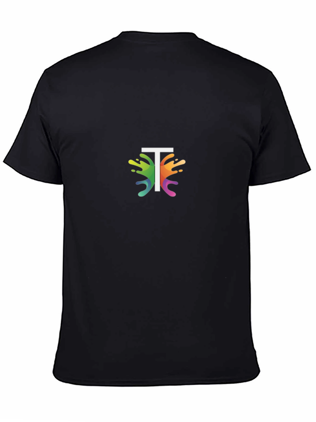 Black Rainbow Splash 'T' Black T-Shirt view 4