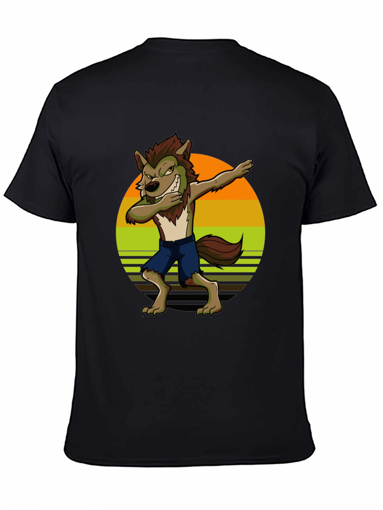 Black Dabbing Werewolf Graphic T-Shirt view 4