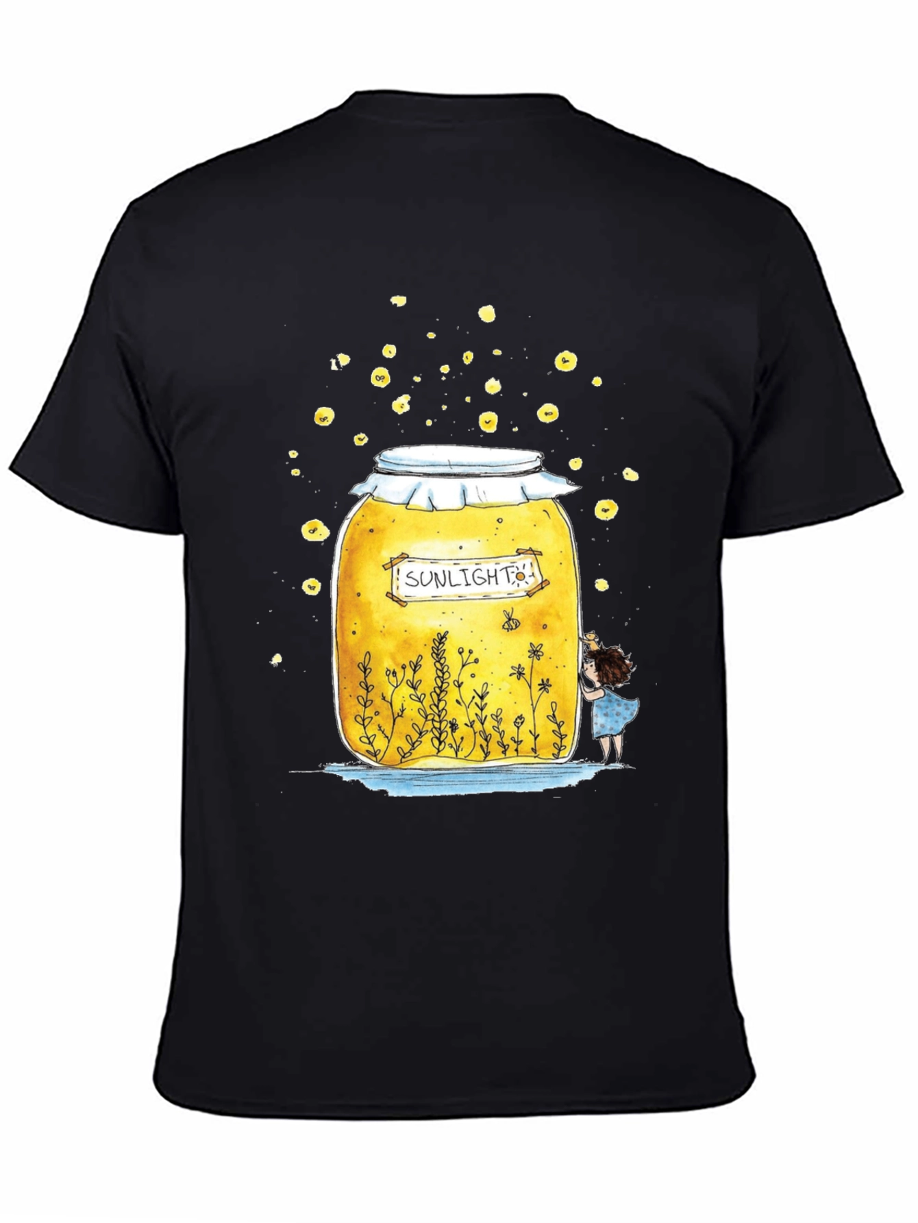 Black Sunlight Jar Graphic T-Shirt - Whimsical Black Tee view 4