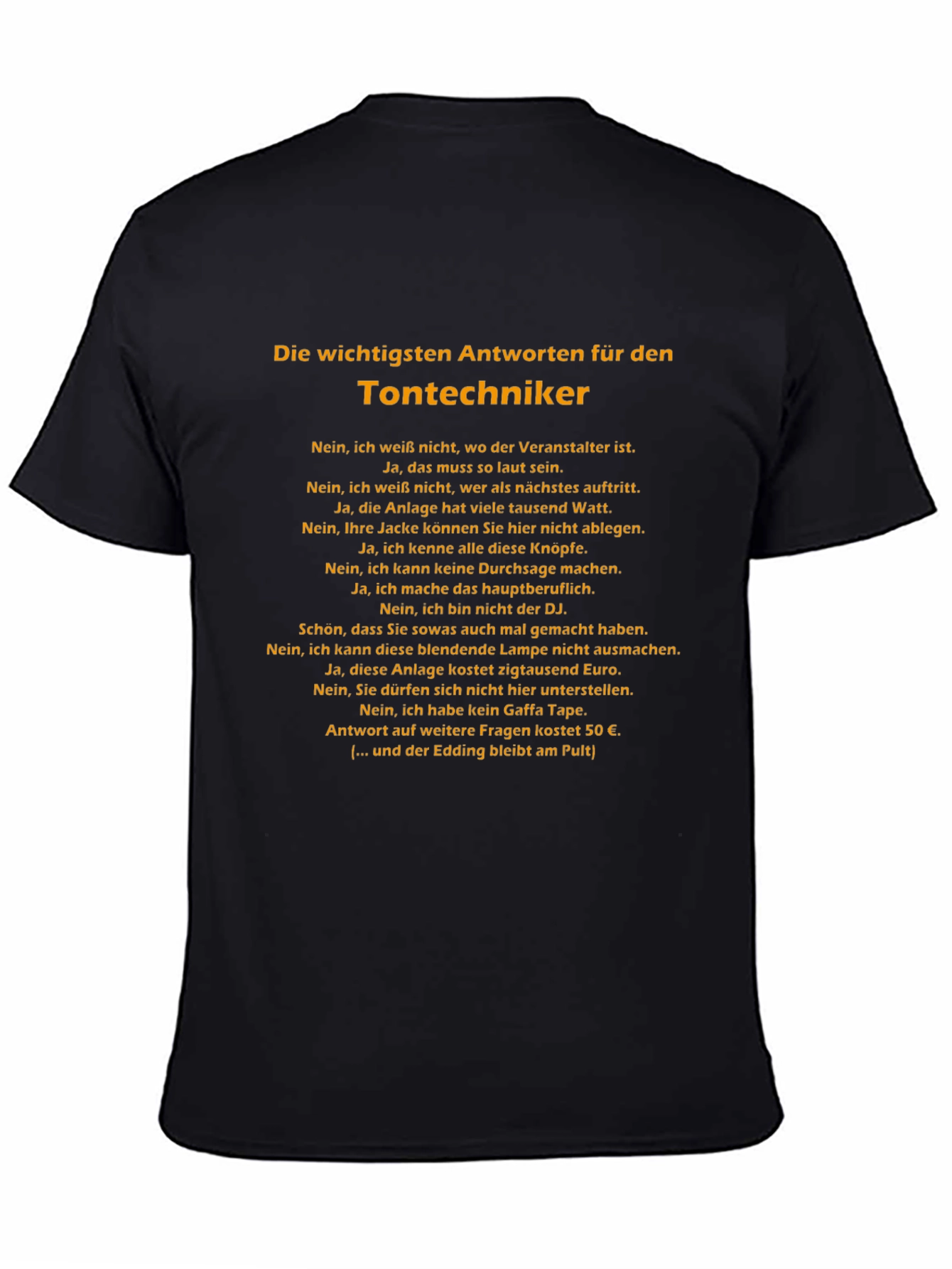 Black Sound Engineer T-Shirt - German Humor Tee view 4