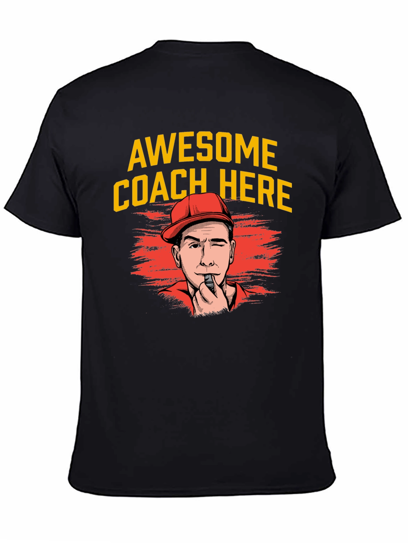 Black Awesome Coach Here T-Shirt view 4