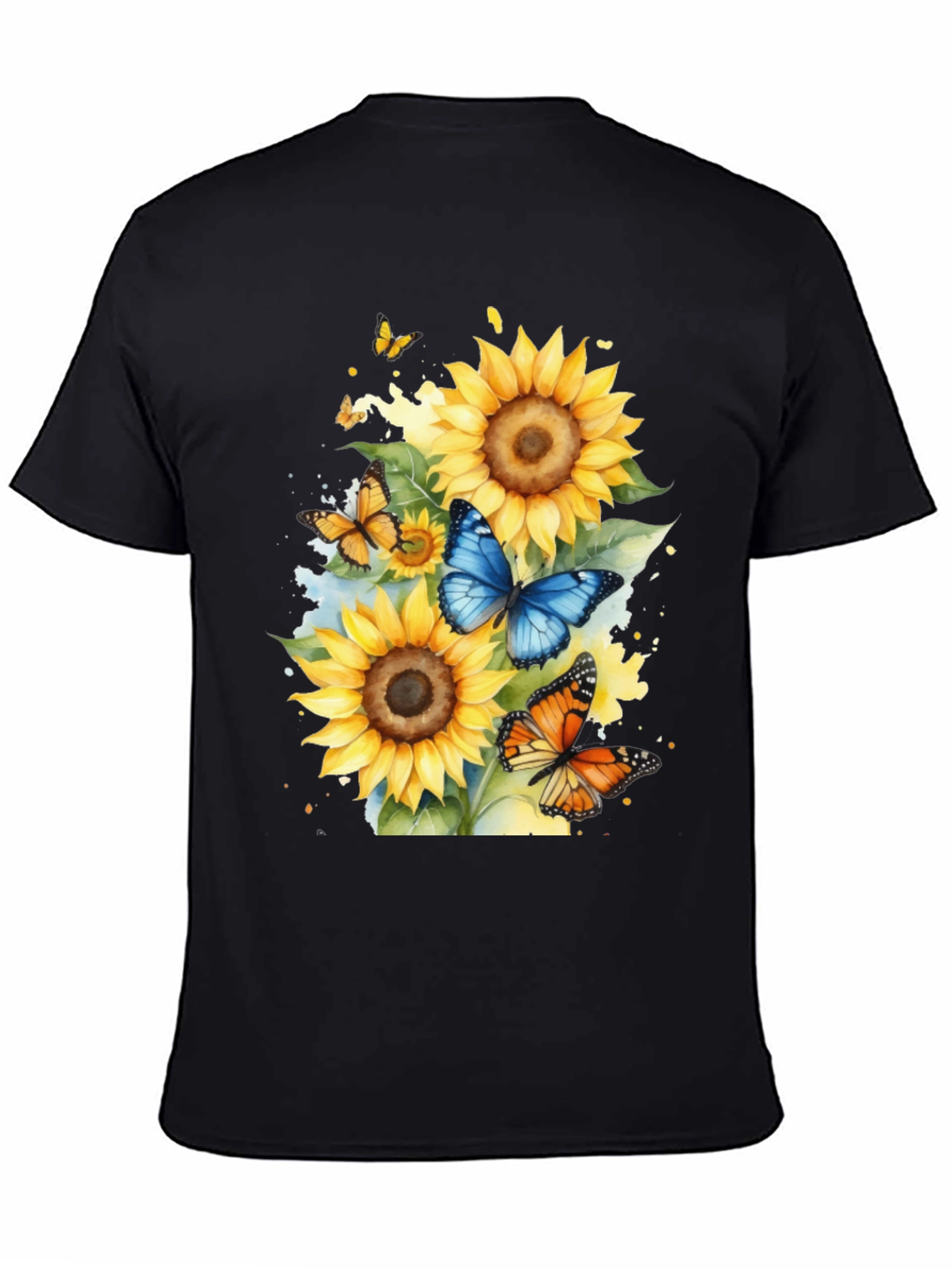 Black Sunflower Butterfly Graphic Tee view 4