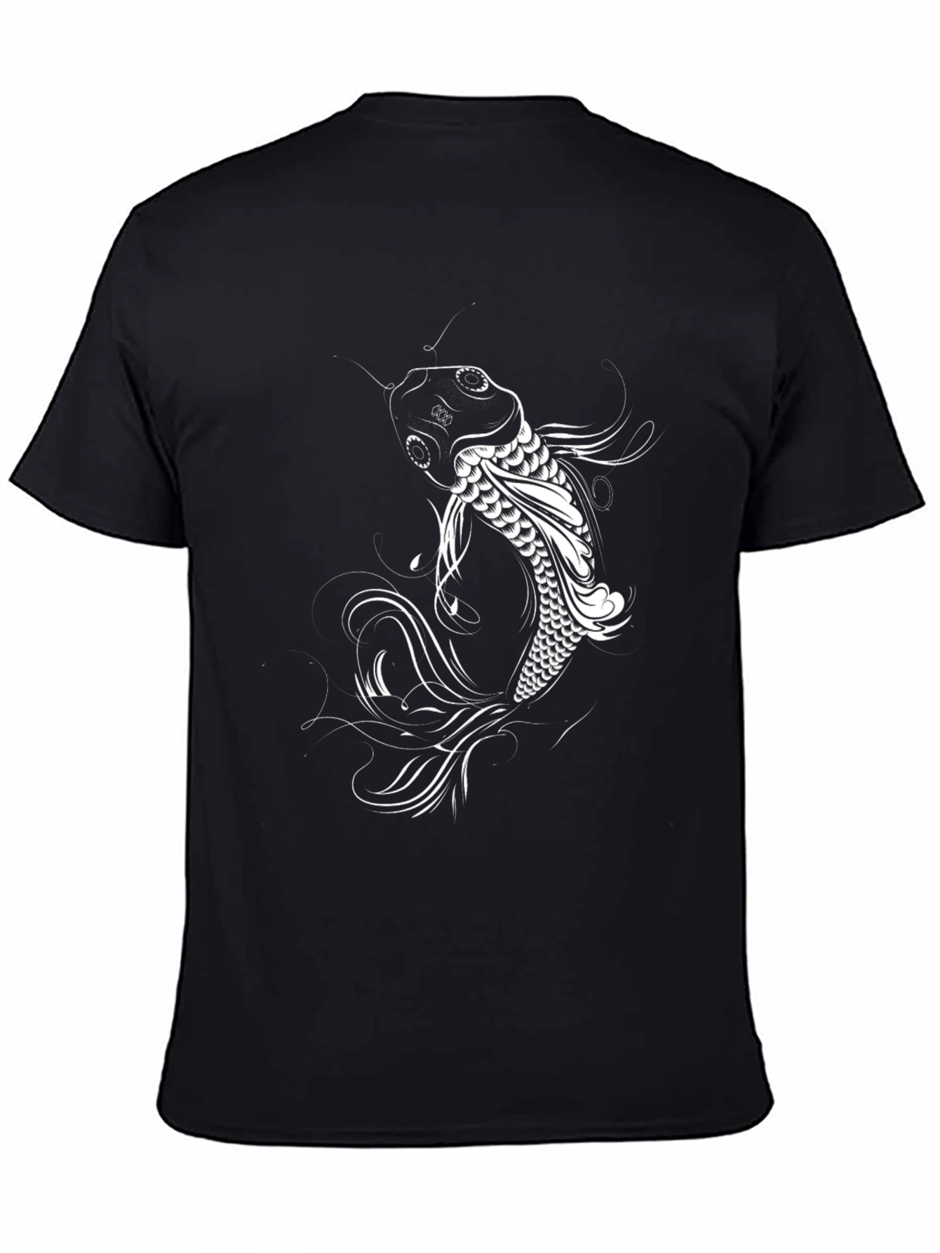 Black Koi Fish Graphic Tee - Stylish Black Cotton T-Shirt view 4