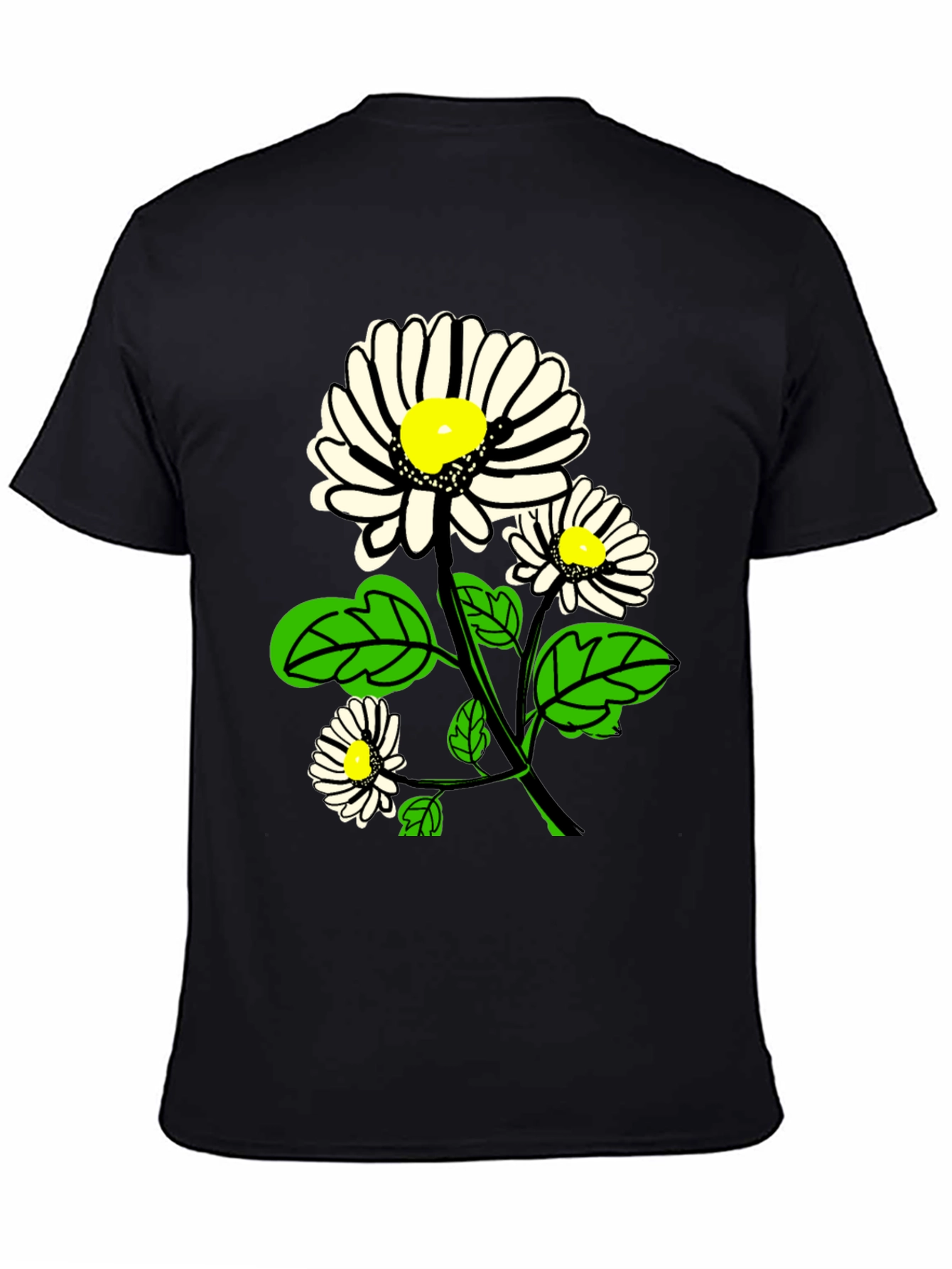 Black Daisy Graphic Print Black T-Shirt view 4