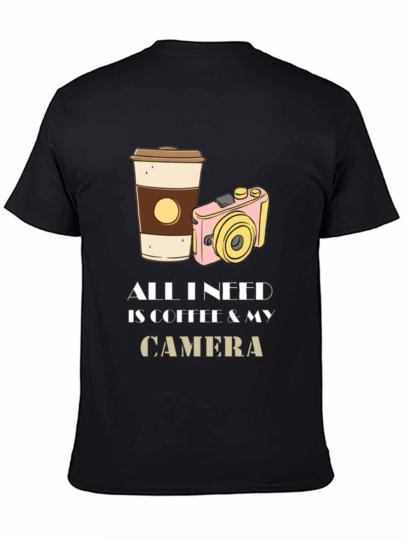 Black Coffee & Camera Graphic Tee - Photography Lover's T-Shirt view 4