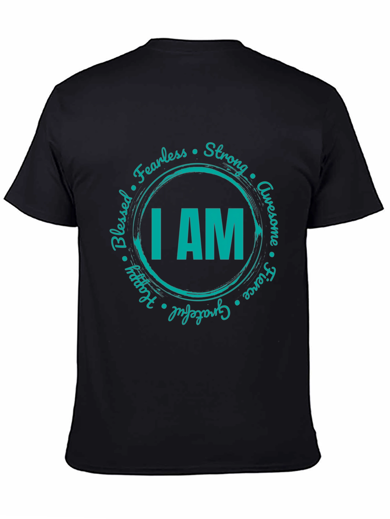 Black I AM Graphic Print Crew Neck T-Shirt view 4