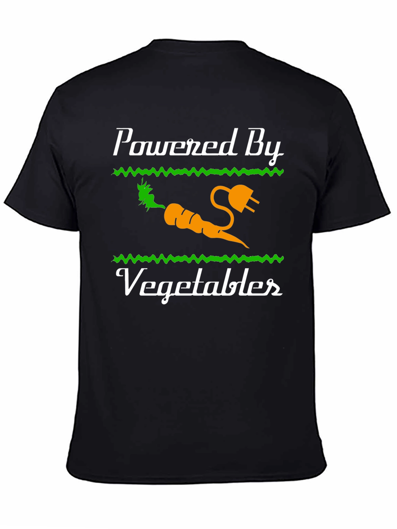Black Powered By Vegetables Graphic T-Shirt - Healthy Eating Tee view 4