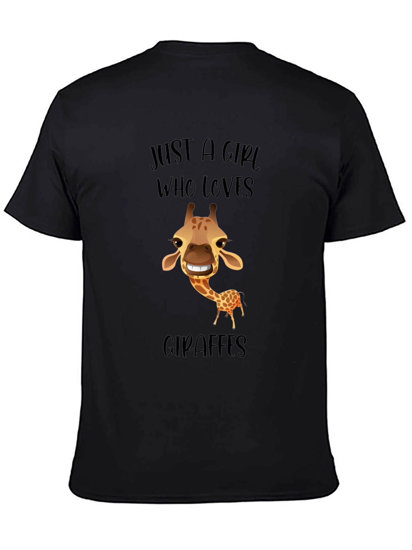Black Giraffe Lover's Graphic Tee - Funny Animal T-Shirt view 4